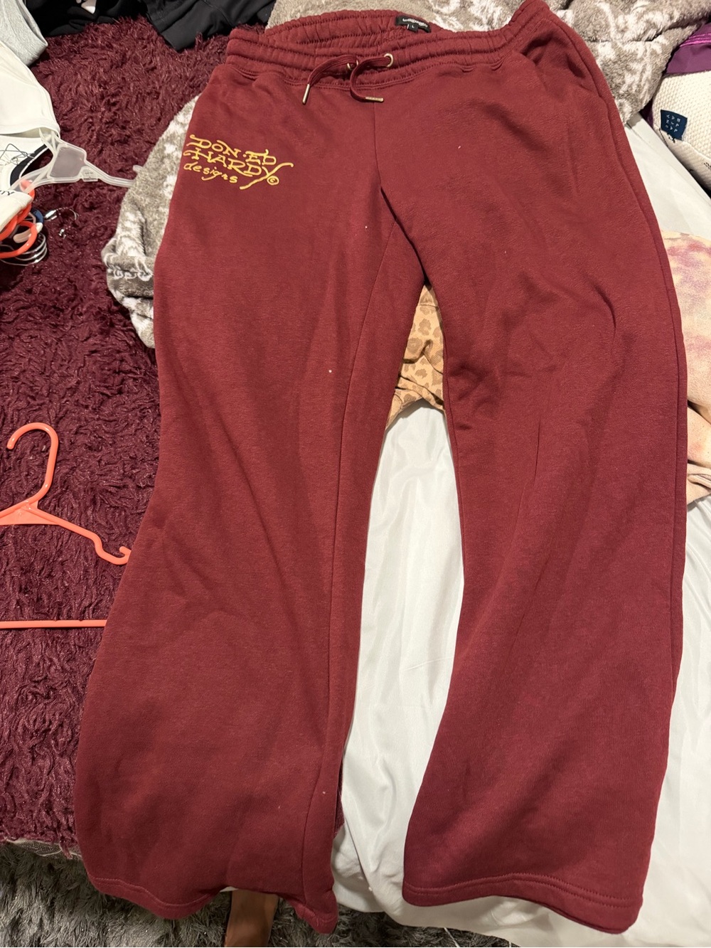Ed Hardy Maroon Lounge Sweatpants - Picture 4 of 4
